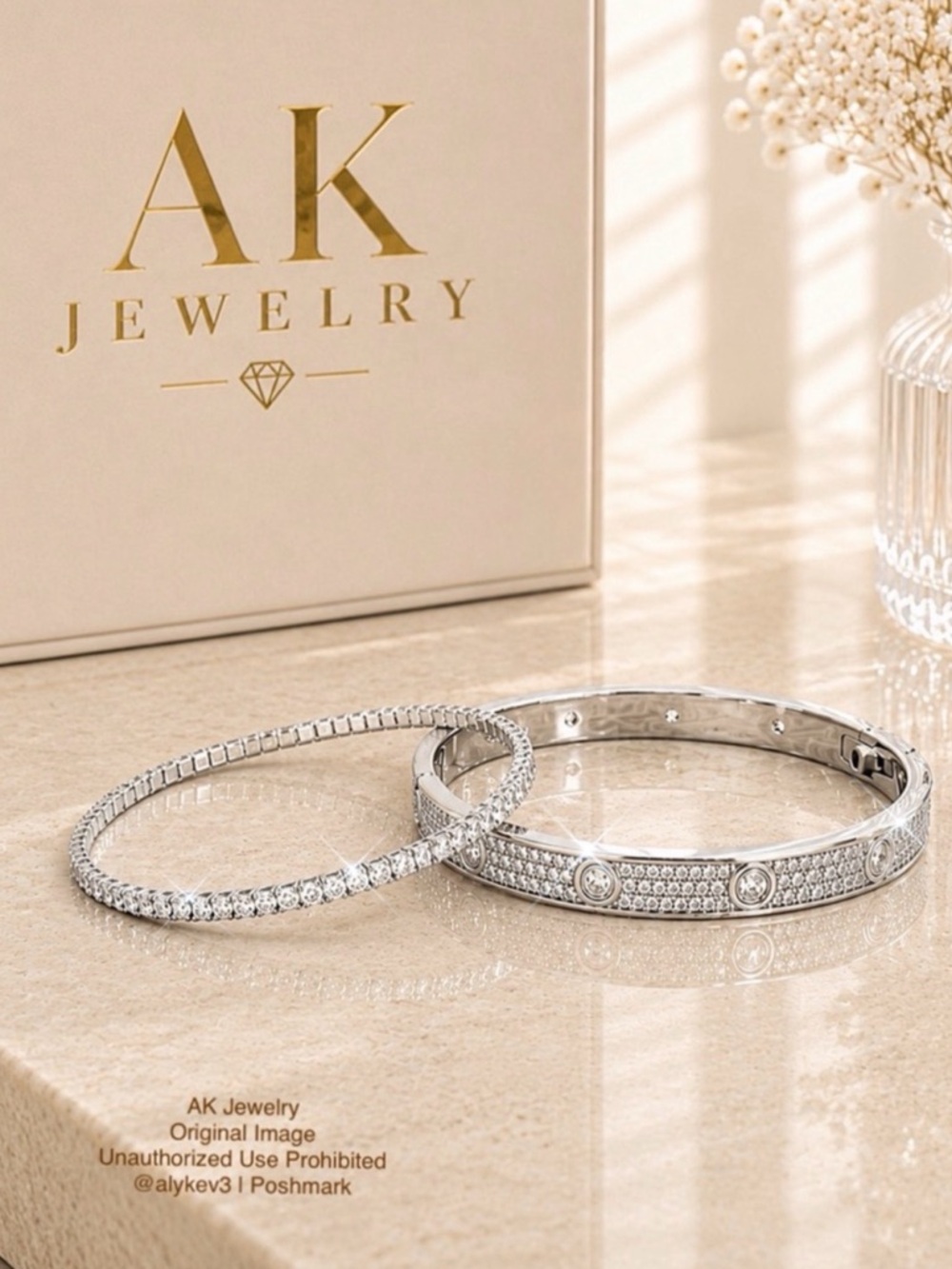 💎LUXURY Bracelet Set – Pavé Bangle & Tennis Bracelet Duo | AK Jewelry